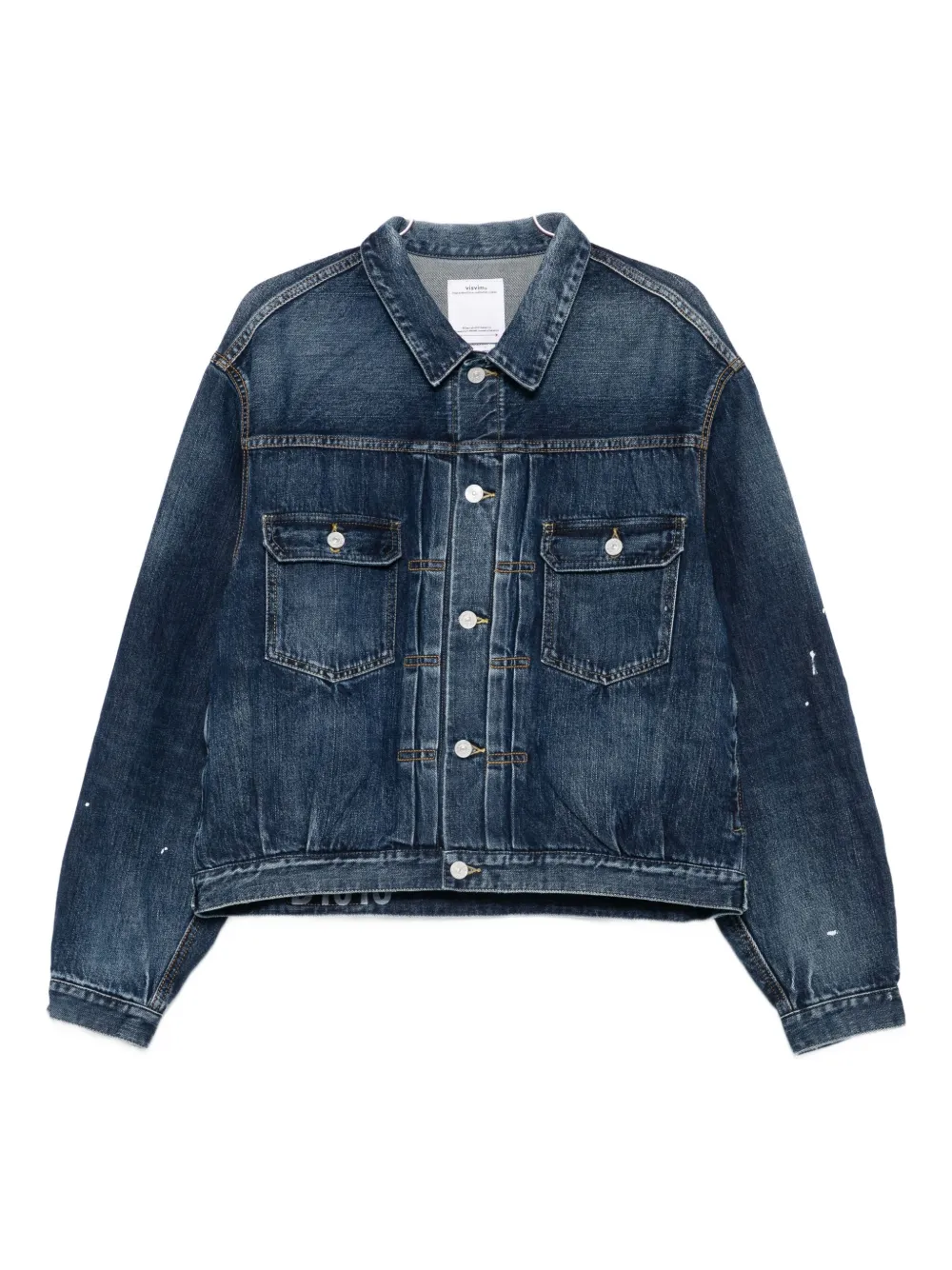 

Джинсовая куртка 101X с брызгами краски visvim, синий