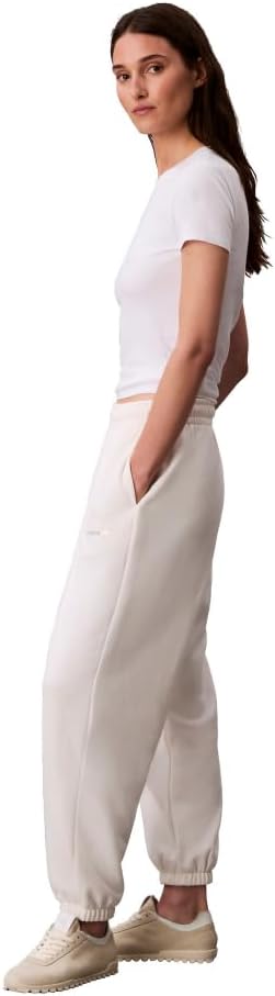 Женские спортивные брюки Calvin Klein с монограммой и логотипом, White Greige — фото 3