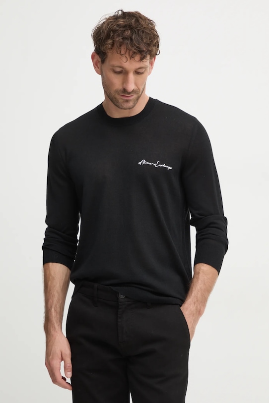

Шерстяной свитер Armani Exchange, черный