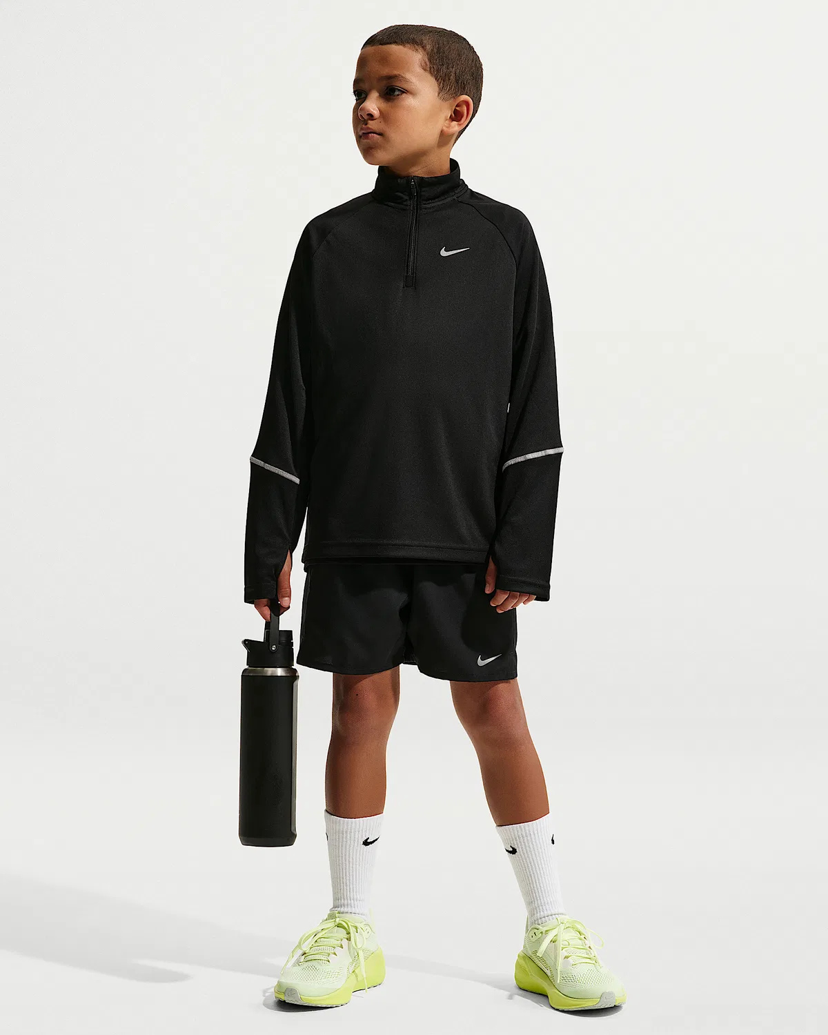 Детская футболка Nike Miler Dri-FIT с полузамком, Black — фото 4