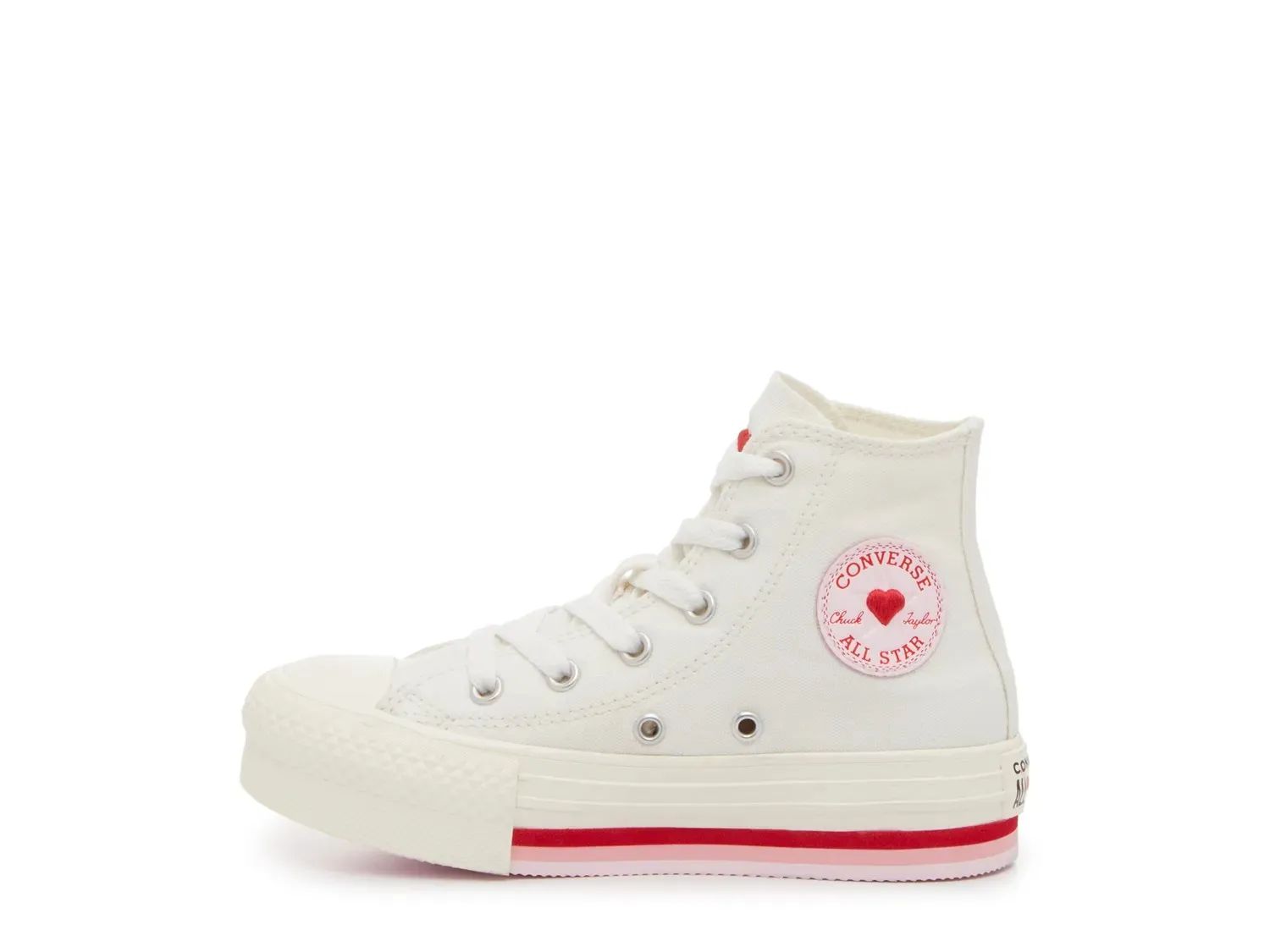 Кеды Converse Chuck Taylor All Star Lift Platform Sneaker — детские, белые/розовые/красные — фото 3