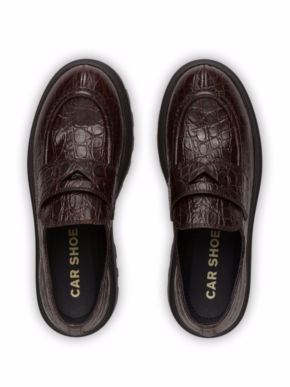 Мокасины с тиснением под кожу крокодила Car Shoe, фиолетовый — фото 4