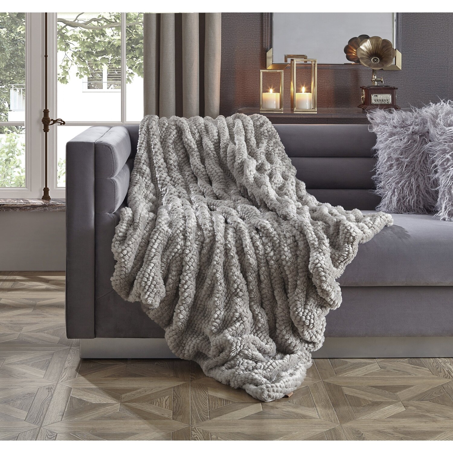 

Вязаный плед Inspired Home Noelia, цвет Grey