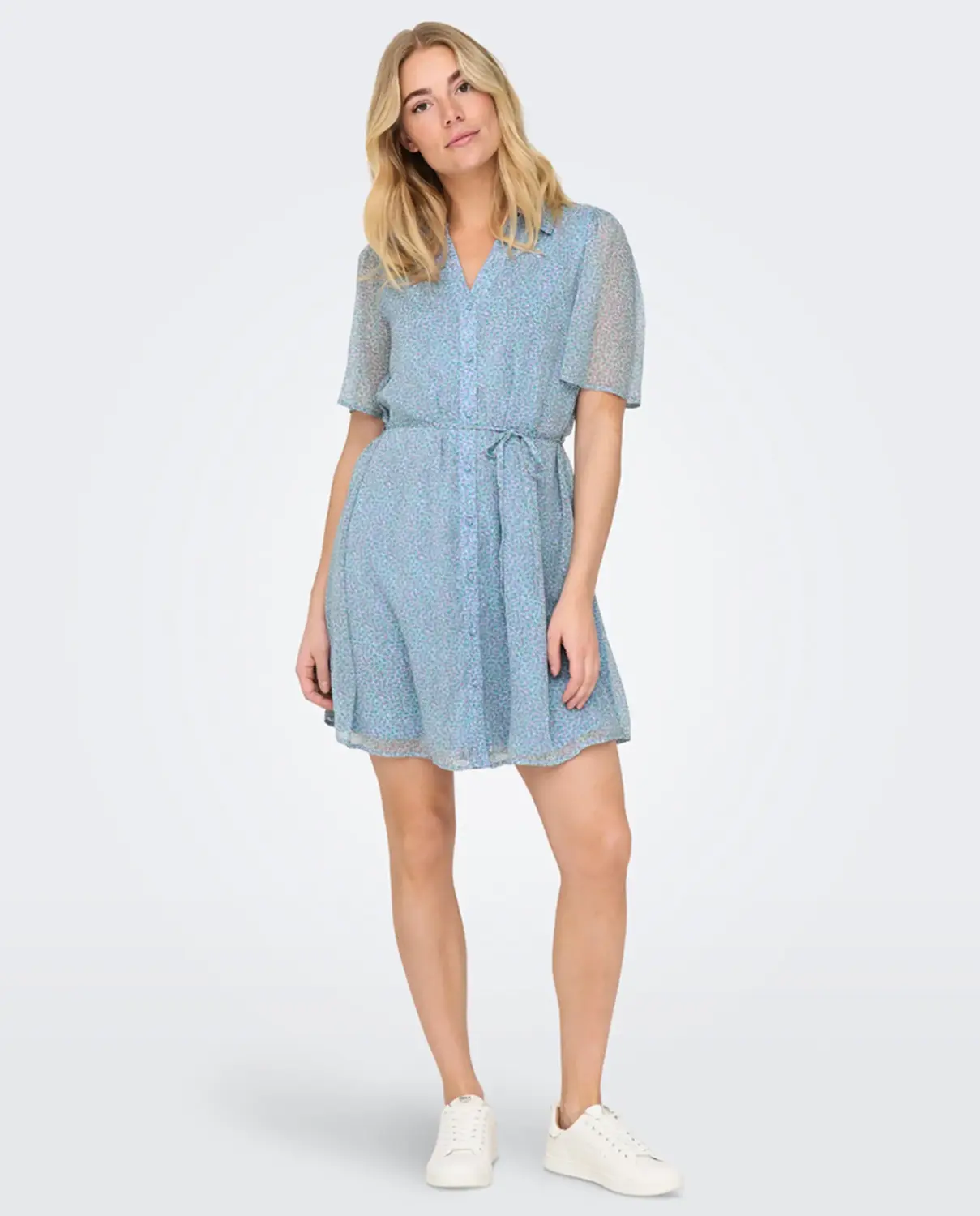 

Короткое платье с коротким рукавом в принт Jdy, светло-голубой