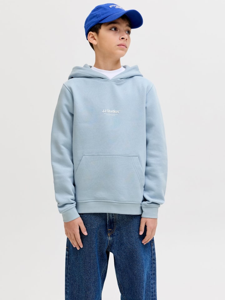 JACK & JONES Junior Толстовка с капюшоном JJESOHO SWEAT HOOD JNR небесно-голубого цвета — фото 2