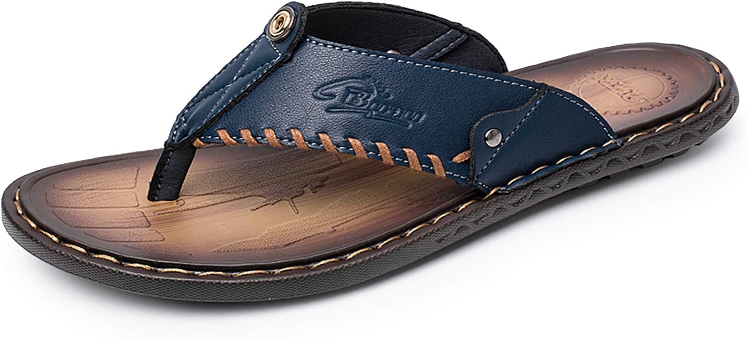 

Мужские шлепанцы MXTSH, повседневные кожаные домашние сандалии с резиновой подошвой, синий