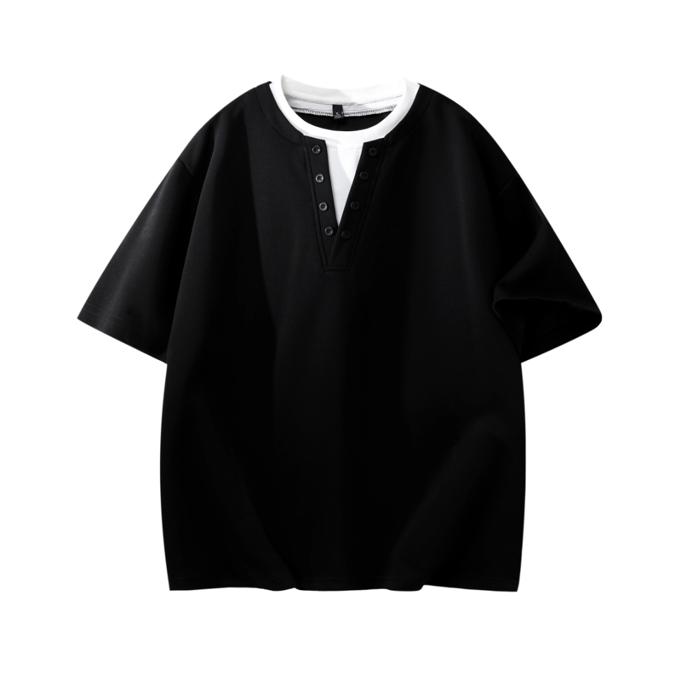 

Футболка Unisex Crew Neck Moderate Mock Two Piece X1617, черный