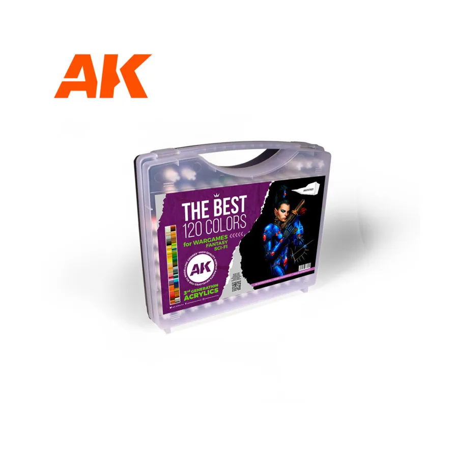 

Портфель третьего поколения со 120 лучшими цветами — военные игры, фэнтези и научная фантастика, 3rd Gen Acrylic Paint Sets