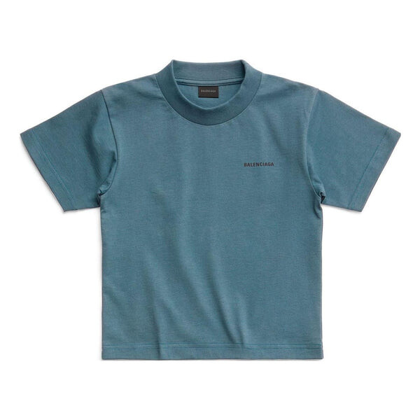 Футболка logo print cotton Balenciaga, синий