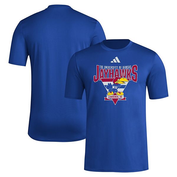 Мужская футболка Kansas Jayhawks 2024 Locker Trilateral Pre-Game Adidas — фото 2