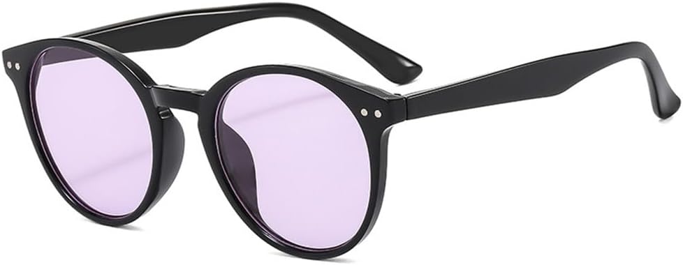 

Женские солнцезащитные очки 2027 Round с ретро-линзами и защитой от УФ-излучения UV400, мужские солнцезащитные очки в стиле панк с заклепками для активного отдыха MTZJH, Black Purple