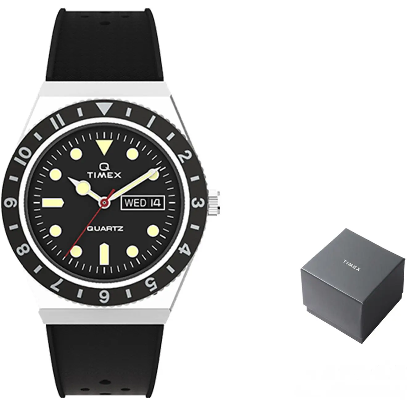 

TIMEX Часы Q Series Wrist Watch Quartz Movement Rubber Strap 38mm Black Dial Men's Watch, Black Dial