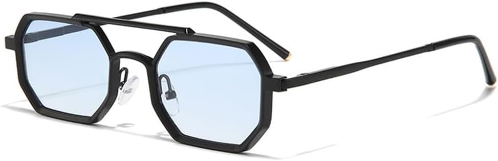 

Мужские солнцезащитные очки в стиле ретро с двойной перемычкой, многоугольные, маленькие, с прозрачными линзами с градиентом цвета "океан", женские очки в металлической оправе generic, Black Blue Gradient