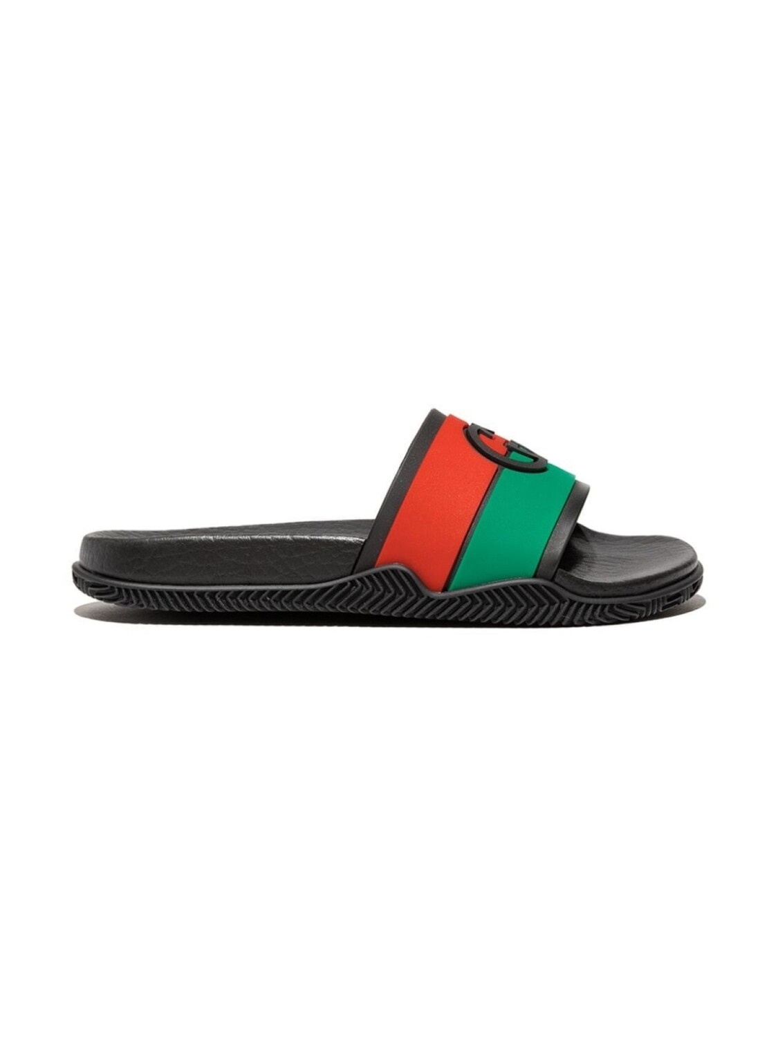 

Gucci Kids шлепанцы с полоской Web и логотипом Interlocking G, черный