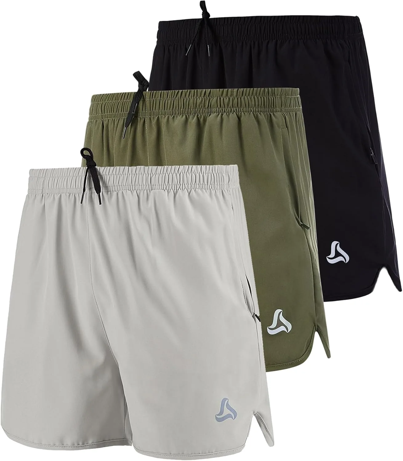 

Мужские беговые шорты SILKWORLD с эластичной тканью Quick Dry и карманами на молнии (набор из 2, 3)