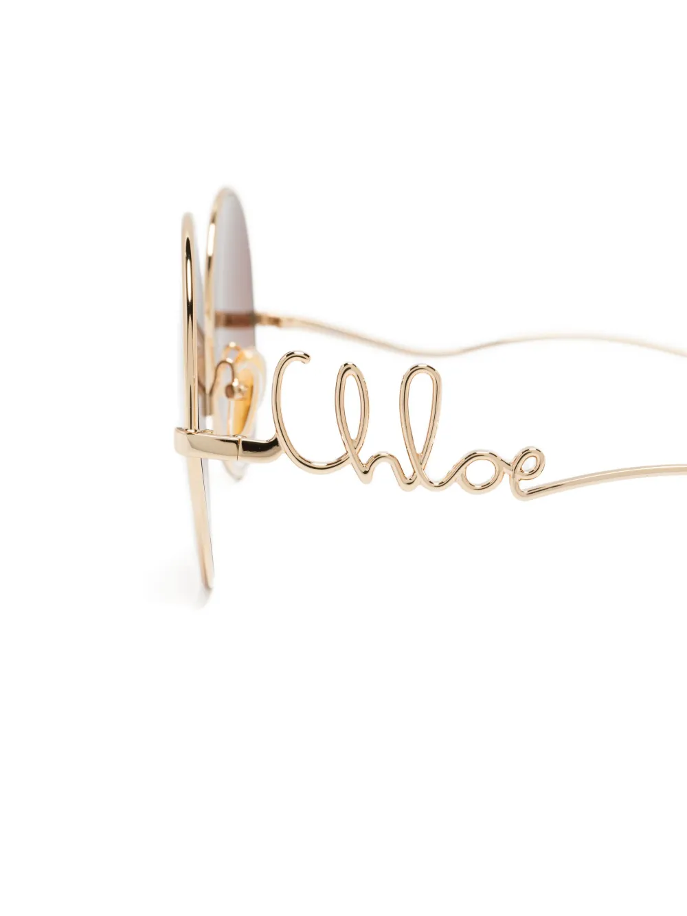 Солнцезащитные очки в круглой оправе Chloé, золотистый — фото 3