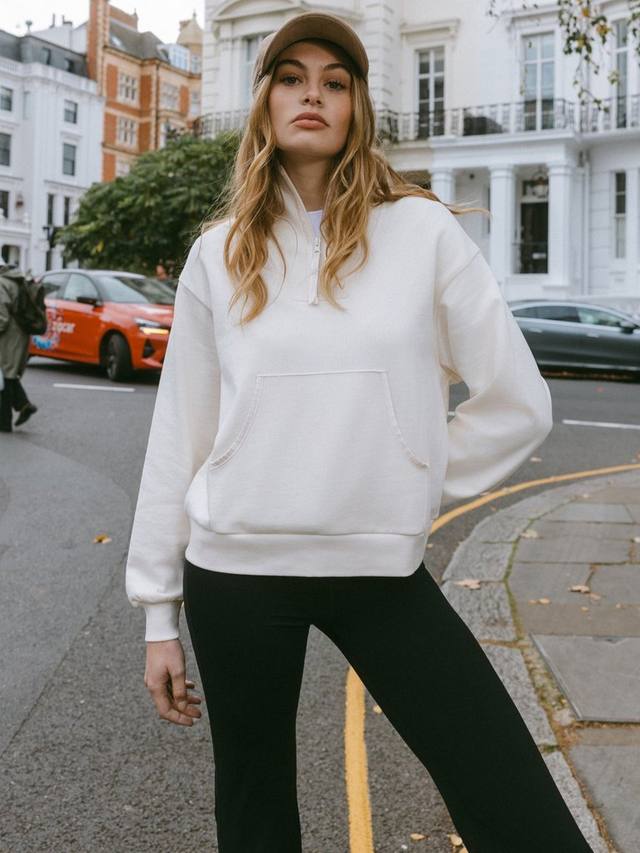 

Толстовка из чистого органического хлопка на молнии 1/4 дюйма Chelsea Peers, белый