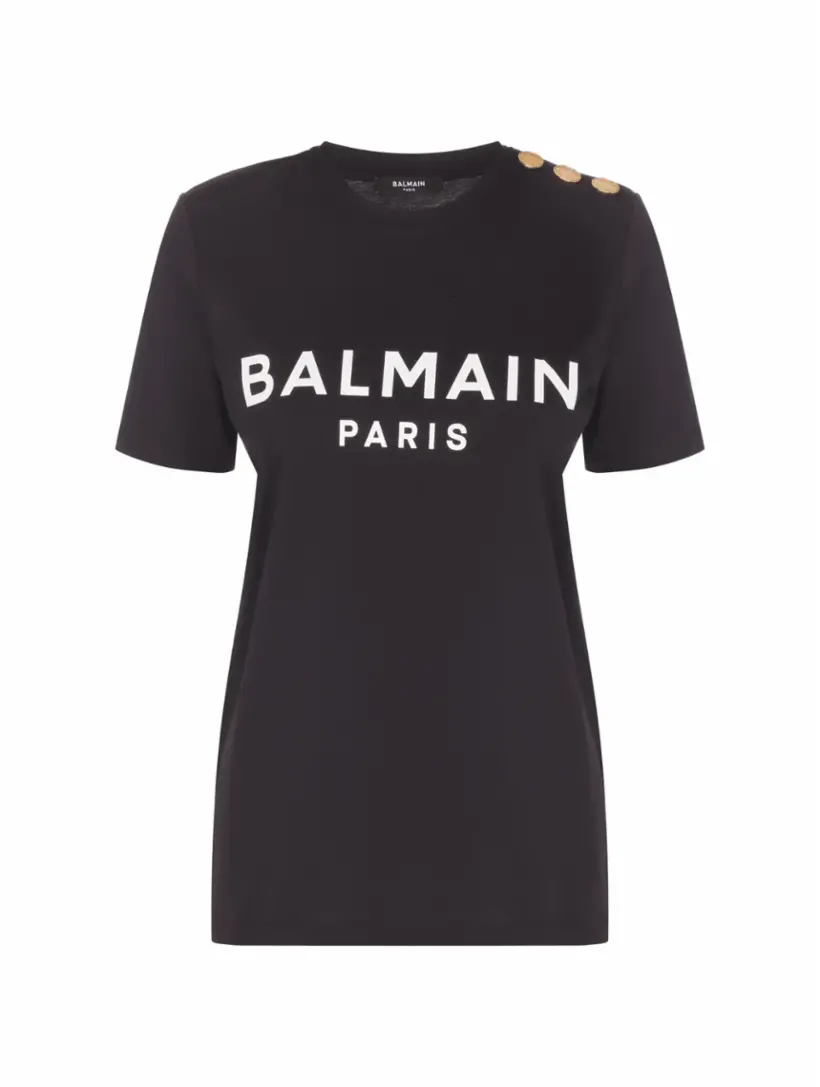 

Хлопковая футболка с логотипом Balmain, белый