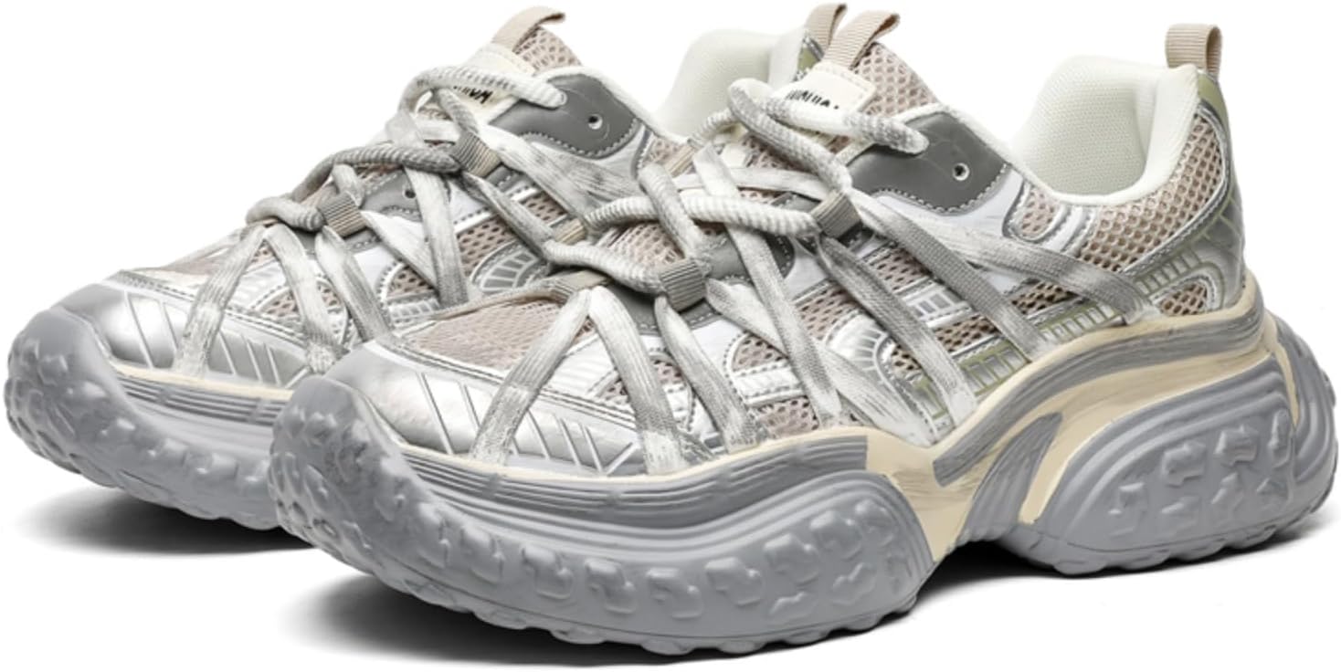 

Массивные кроссовки для пар, модные платформенные кроссовки «папины» для мужчин и женщин, повседневные шнурованные прогулочные кроссовки для вашей половинки Kpdwfms, серый