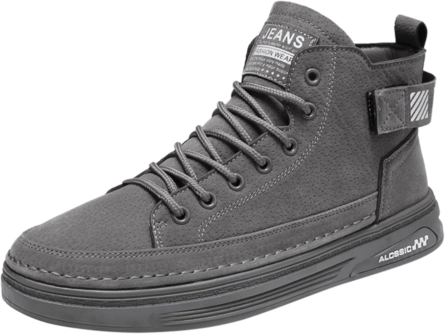 

Мужские высокие кеды с флисовой подкладкой: регулируемая шнуровка, ультра-теплая толстая подкладка, прочная текстурированная конструкция- стильные декоративные элементы, идеально подходят для повседневной носки в холодную погоду Khwfjas, серый