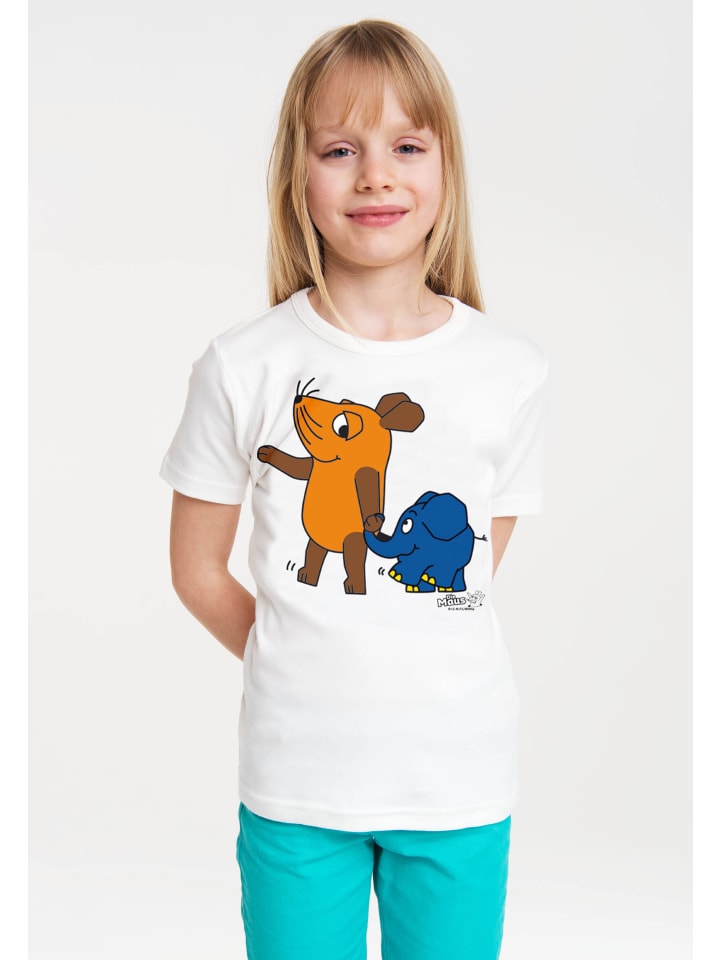 Logoshirt Футболка кремового цвета с изображением немецкого детского шоу «Die Sendung mit der Maus» - Мышь и Слон — фото 3