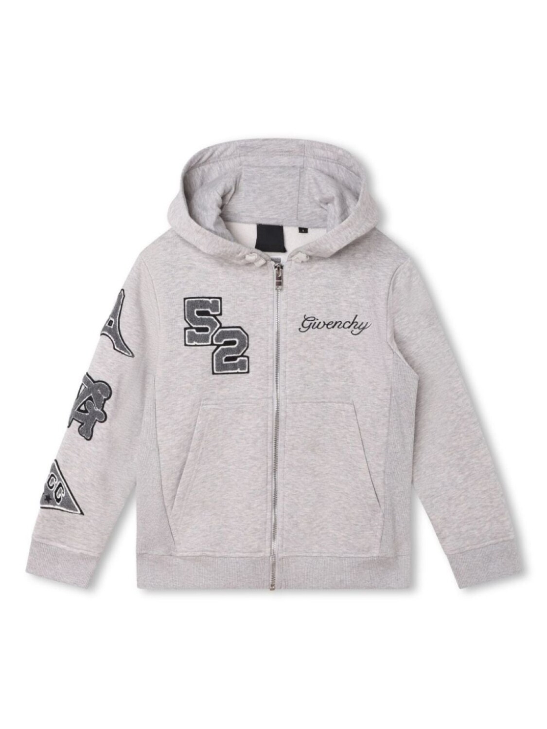 

Givenchy Kids худи на молнии с вышитым логотипом, серый