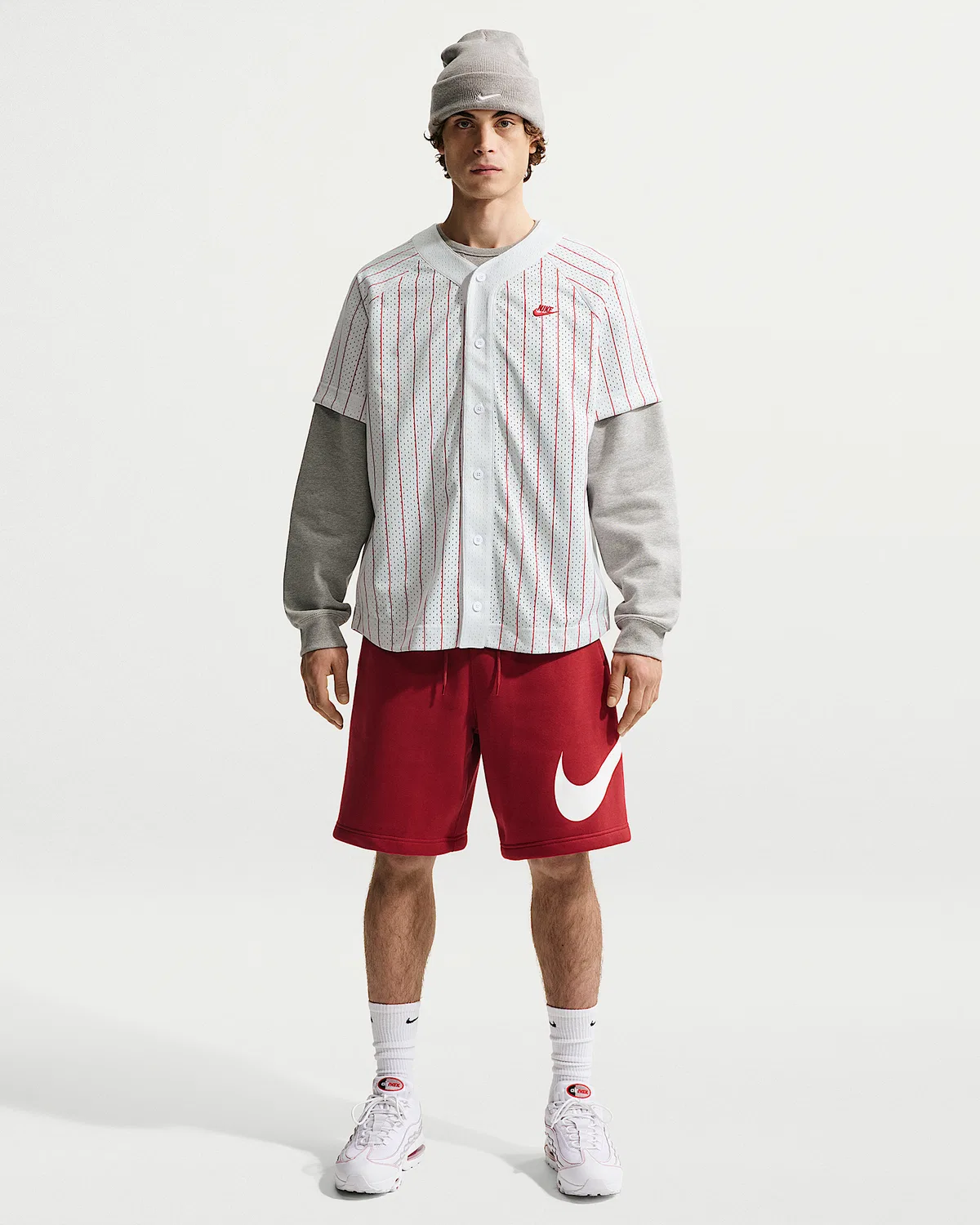 Мужская джерси Nike Sportswear Club, Photon Dust/Team Crimson — фото 4