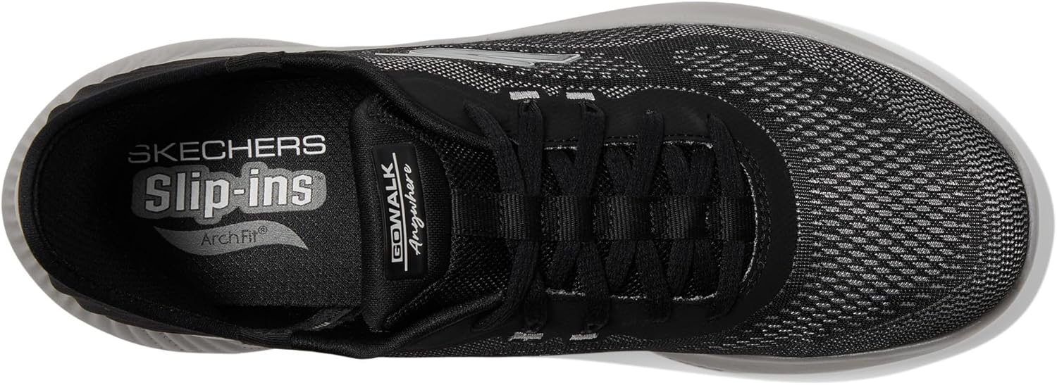 Мужские слипоны Skechers Hands Free Go Walk Anywhere - для повседневной носки по всему миру, черный/серый — фото 2