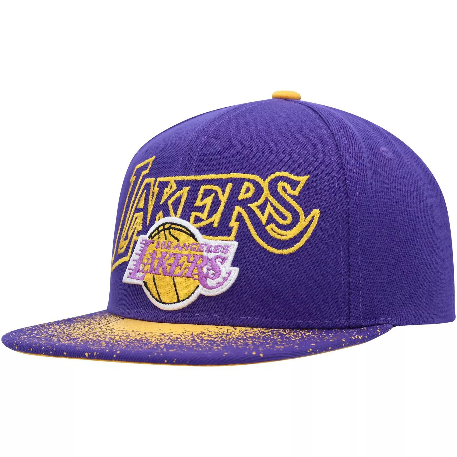 

Мужская фиолетовая мужская шляпа Mitchell & Ness Los Angeles Lakers из твердой древесины Classics Energy Re-Take с крапинками и полями Snapback