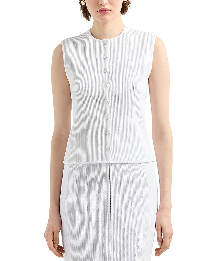 

Текстурированная жилетка с молнией Ottoman Jersey Emporio Armani, белый