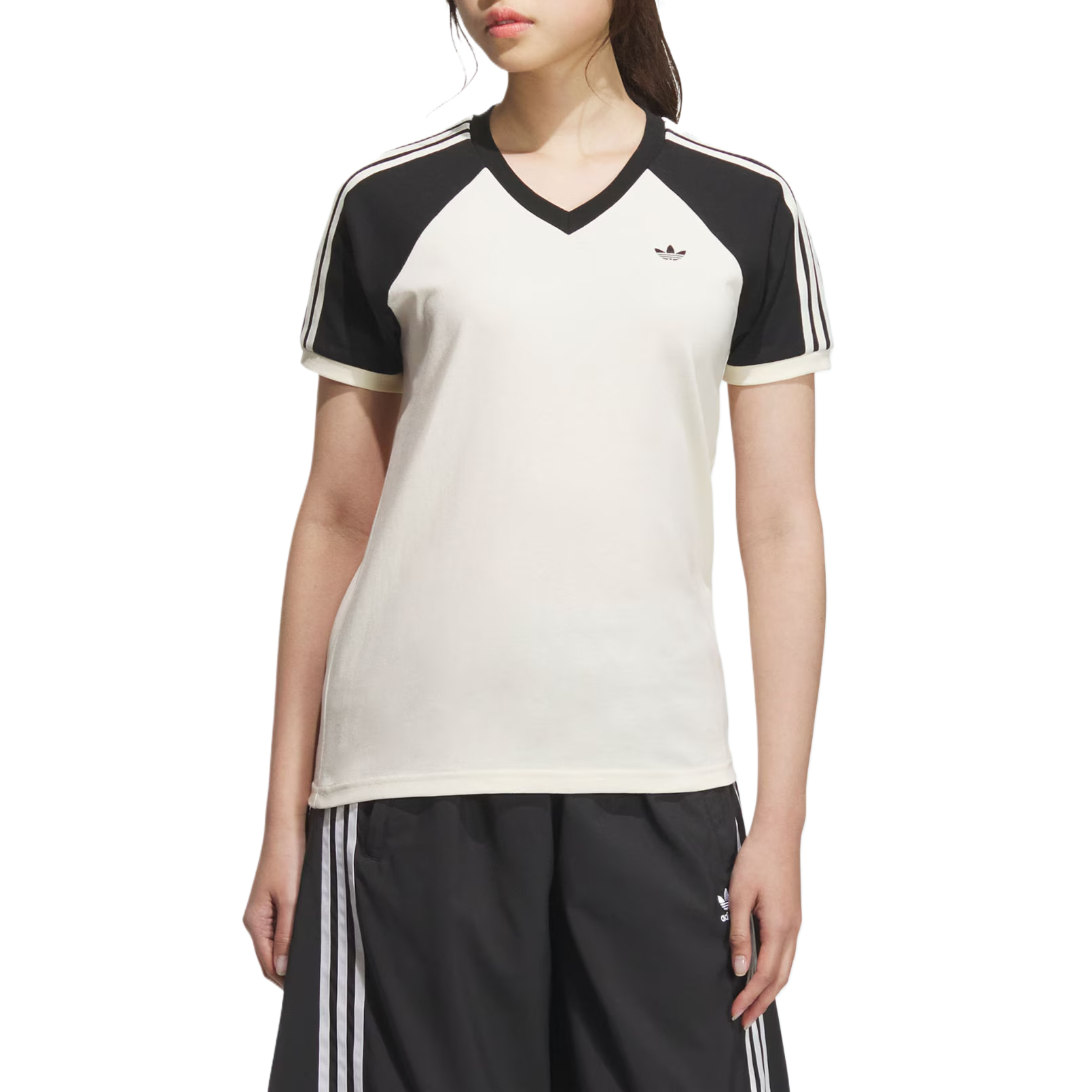 Футболка Adidas Originals V-neck Short Sleeved, слоновая кость — фото 2