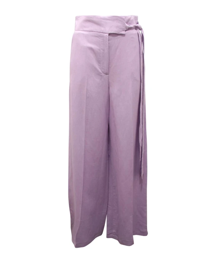 

Брюки из вискозы/льна пастельных сиреневых тонов Twinset, фиолетовый