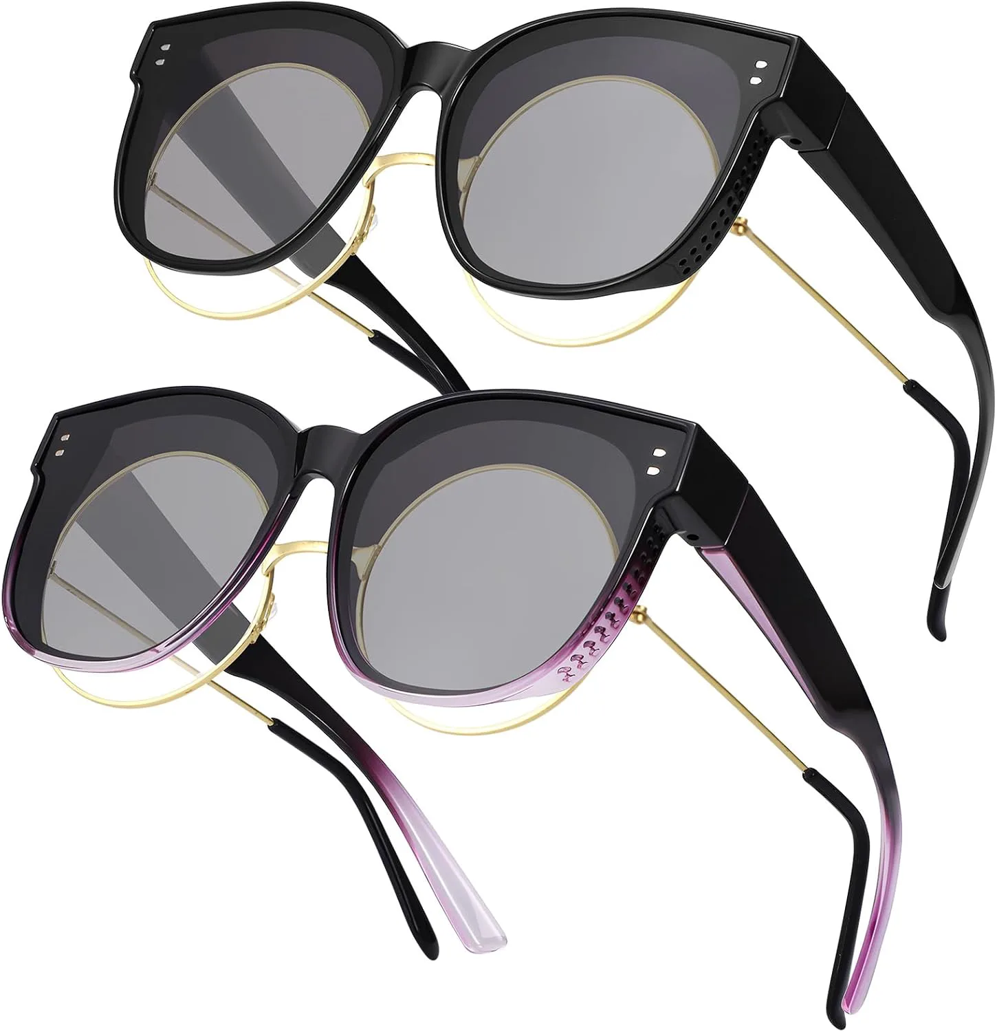 

JATEBI 2 шт. Солнцезащитные очки поверх очков для женщин, поляризованные, подходят для ношения поверх очков с диоптриями, защита от УФ-излучения UV400, A