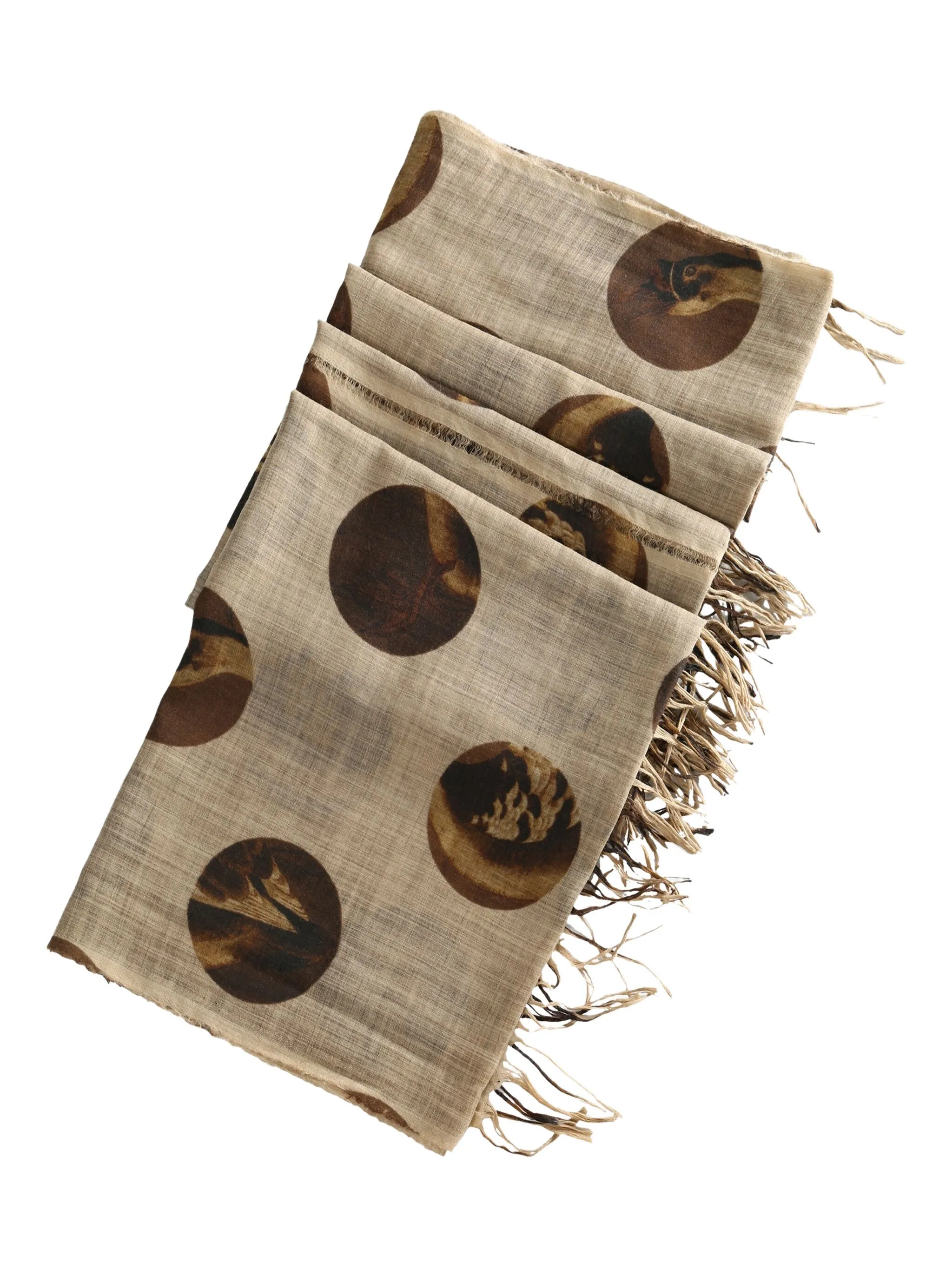 

Шарф с бахромой и узором в горох Uma Wang, нейтральный