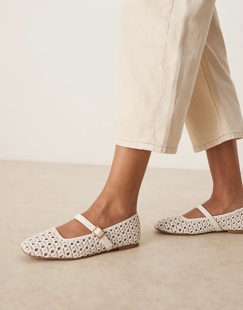 Балетки Lottie Mary Jane от ASOS DESIGN из ткани кремового оттенка — фото 3