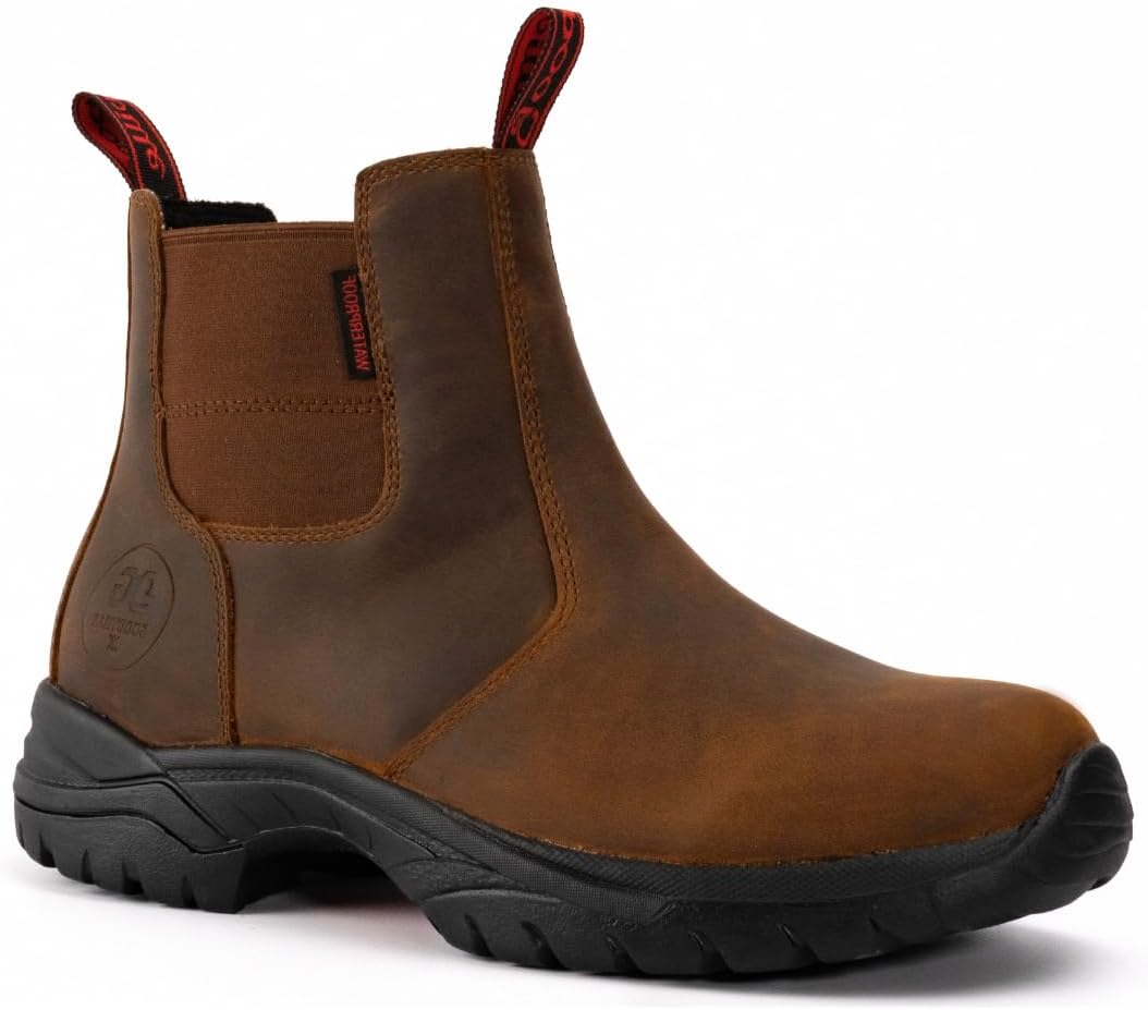 

Мужские ботинки GOODVILLE, 15 см, водонепроницаемые, с мягким носком, кожаные обувь с масляной пропиткой, без шнурков, Brown Crazy Horse