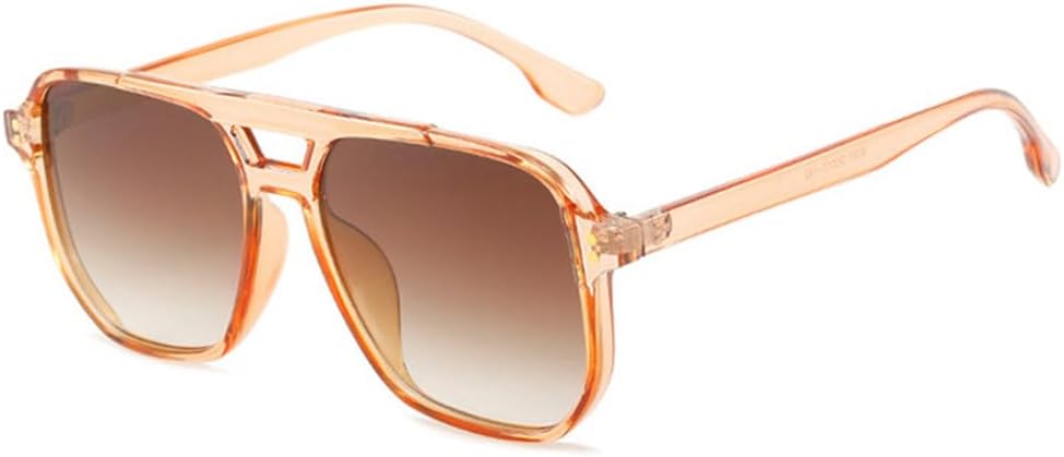 

LVTFCO Модные солнцезащитные очки с двойной перемычкой для женщин, ретро-стиль, с заклепками, защита от УФ-излучения UV400, для мужчин, градиентные солнцезащитные очки, Champagne Tea