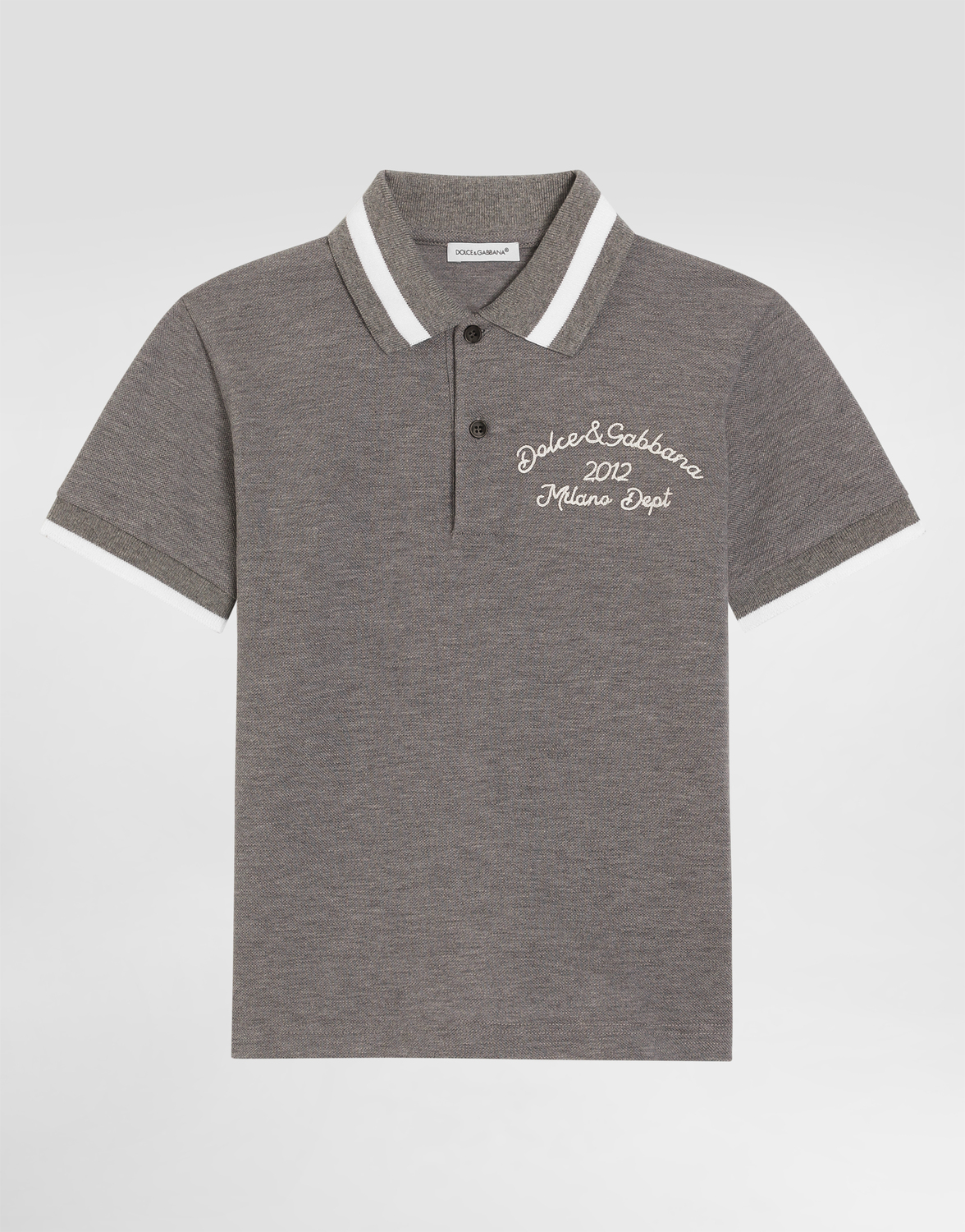 

Поло из пике с вышивкой Dolce&Gabbana, серый