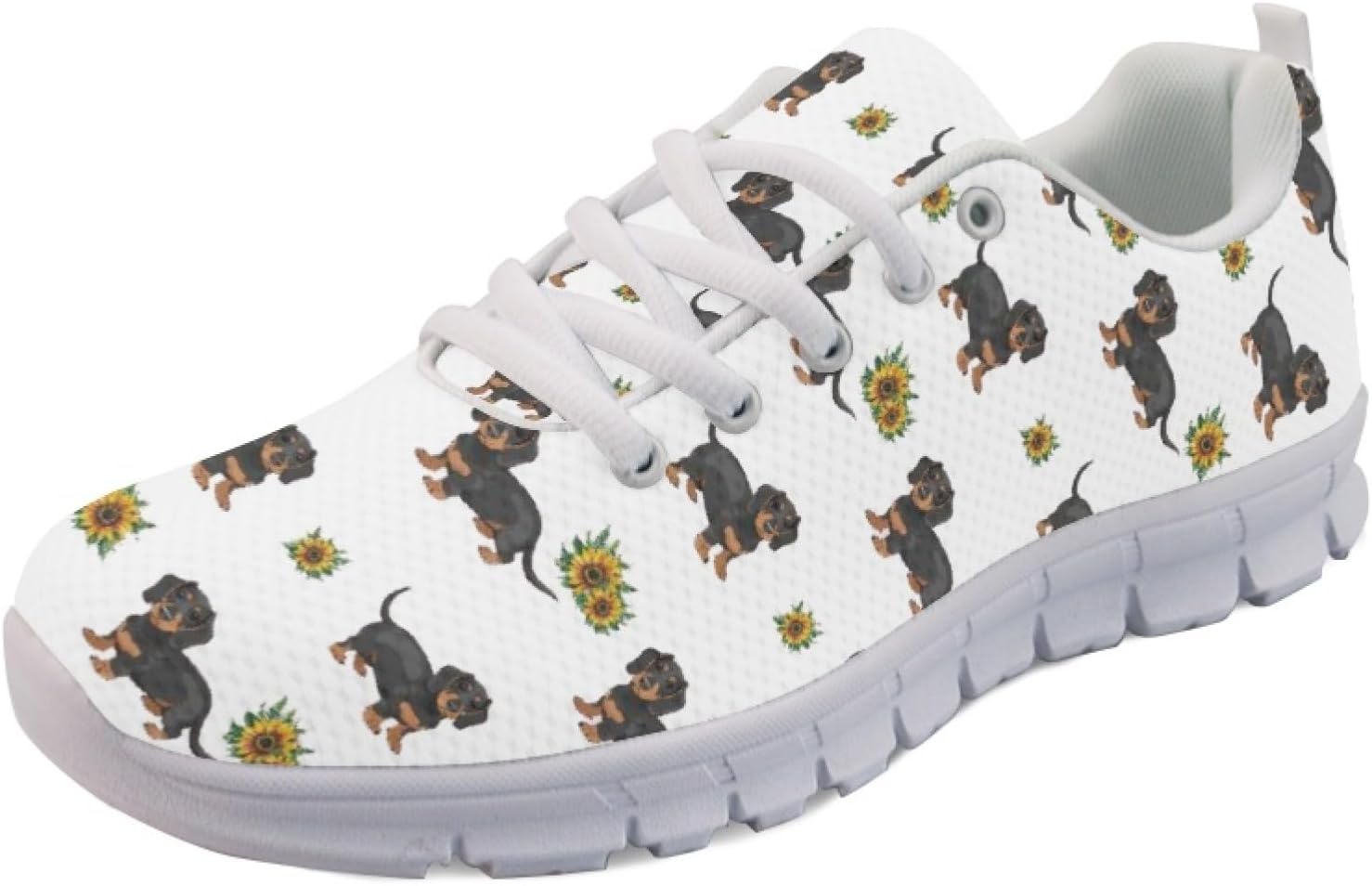 

Легкие дышащие кроссовки Forchrinse с леопардовым принтом для ходьбы, спорта, тренажерного зала и бега для мужчин и женщин, Dachshund Sunflower