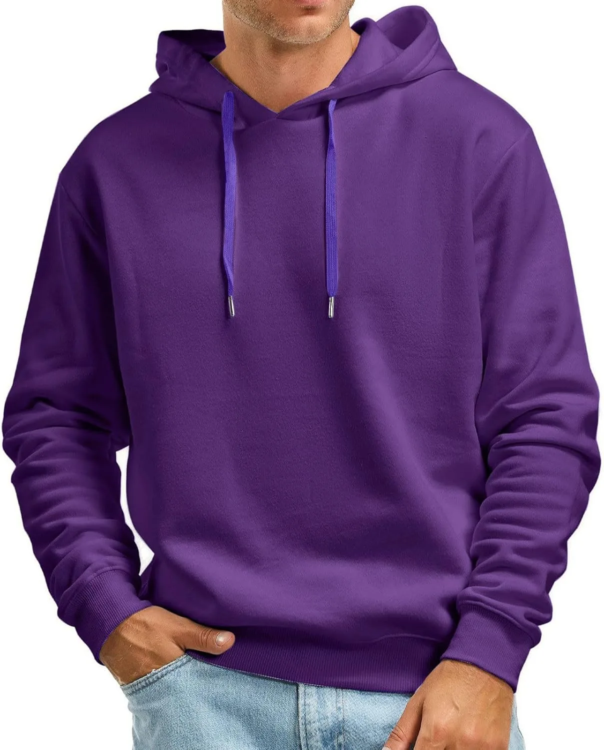 

Толстовка мужская Casual Solid Color Fleece Lightweight Pullover с карманами
