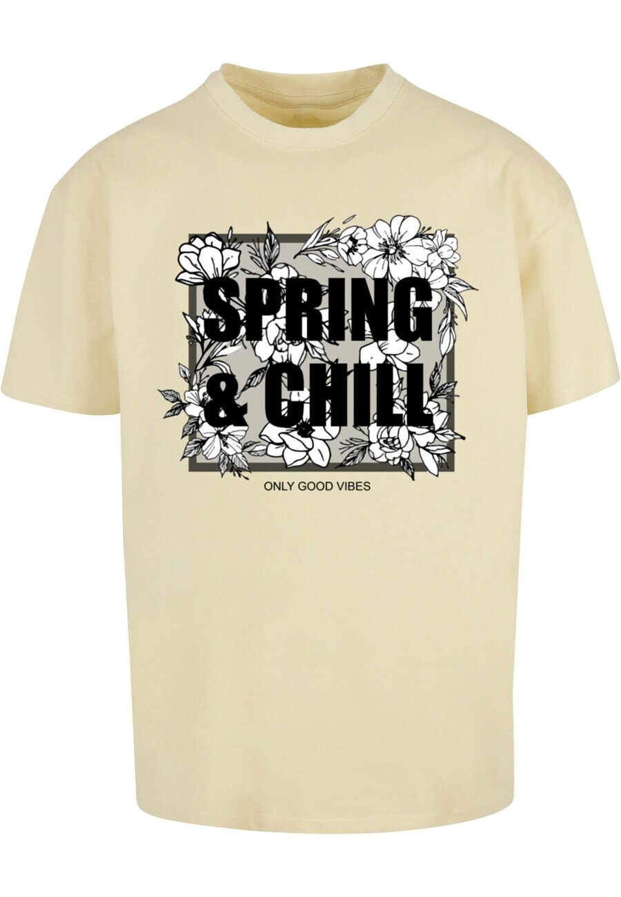 

Классическая футболка Merchcode Shirt Spring And Chill, цвет pastel yellow