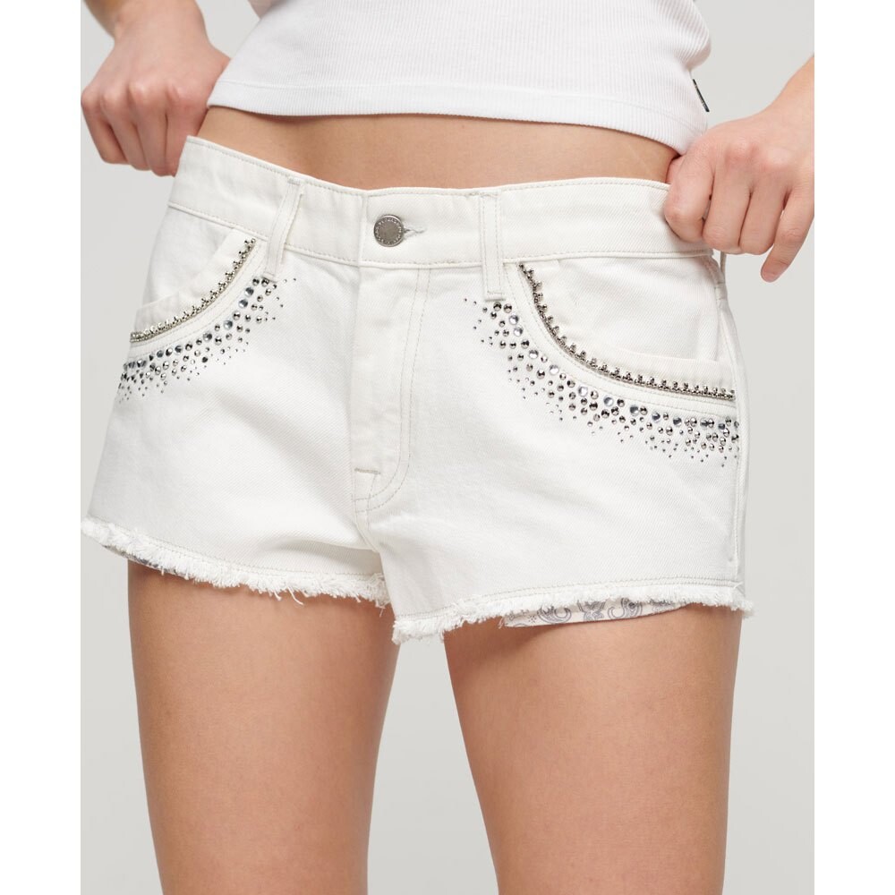 

Шорты Superdry Diamante Embellish denim, белый