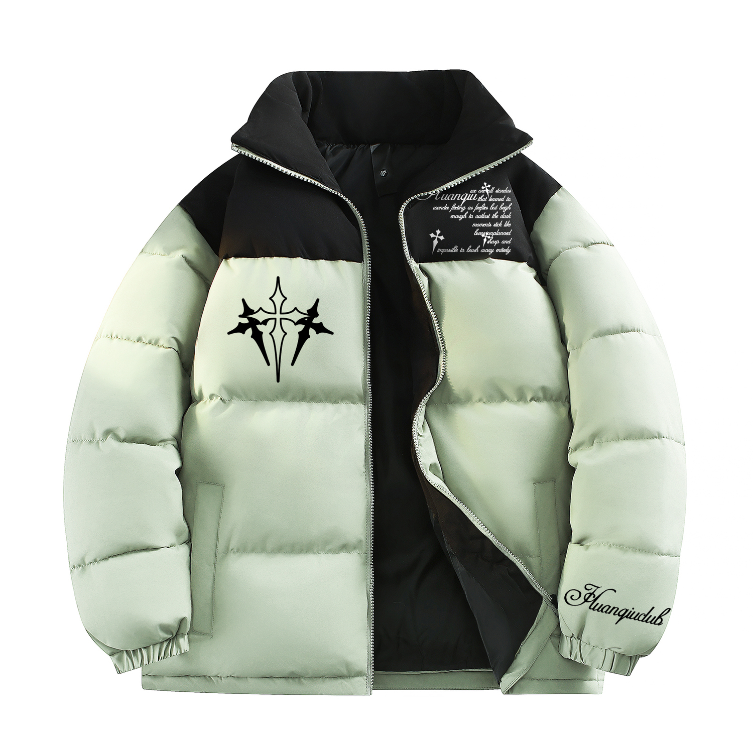 

Пуховик Unisex Stand Collar Thickened Patchwork HUANQIU, зеленый