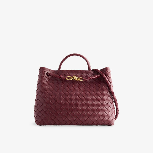 

Сумка Bottega Veneta Анджамо средняя кожаная с верхней ручкой, бордовый