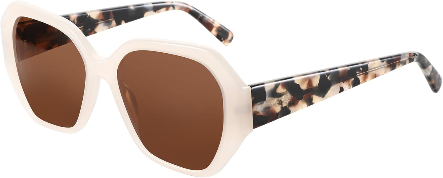 

ZENOTTIC Модные поляризованные солнцезащитные очки для женщин: дизайнерские шестиугольные очки для дам - ​​ретро-солнцезащитные очки с защитой UV400, C05 Pink Frame / Brown Lens