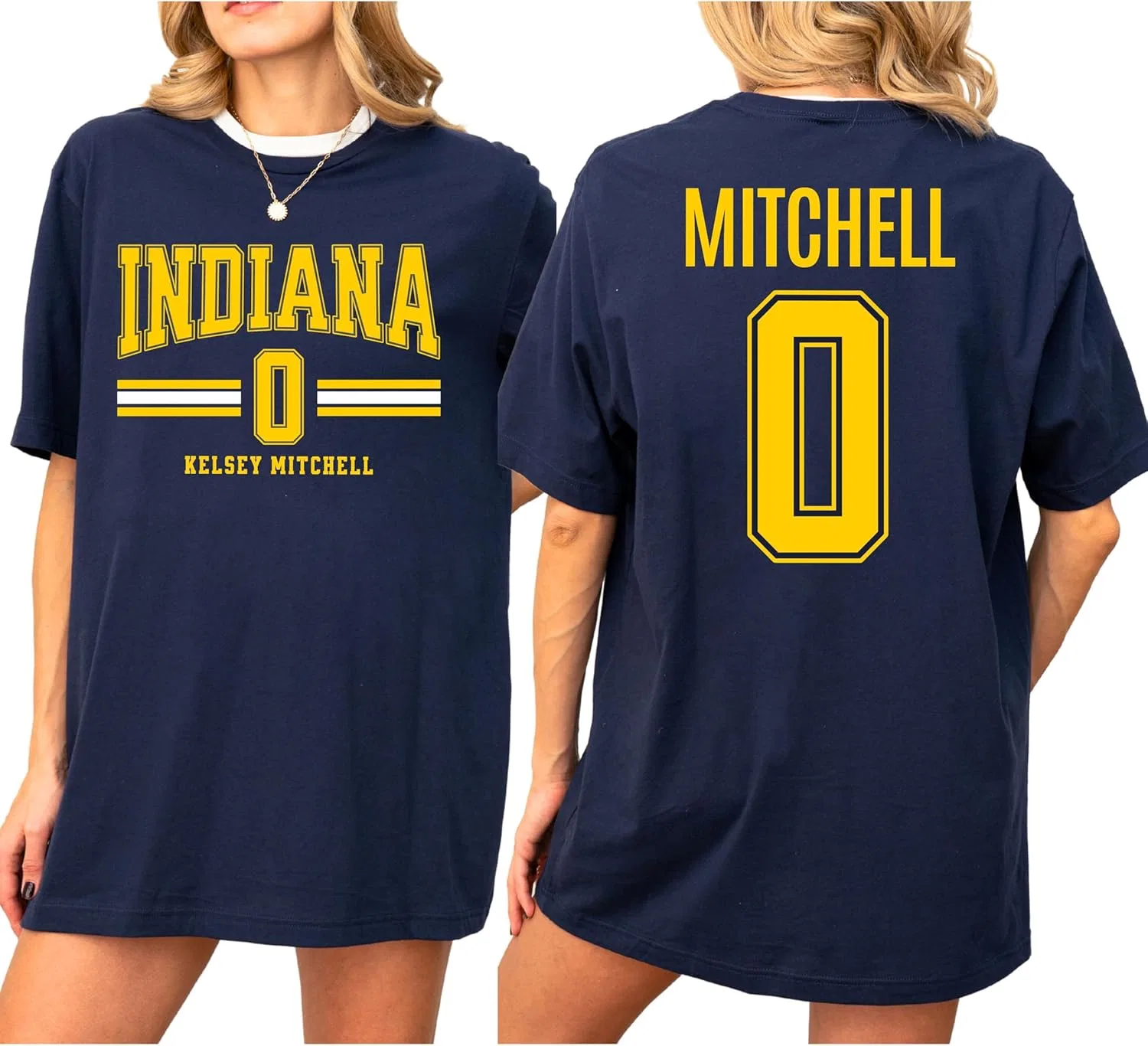 Футболка Kelsey Mitchell 0 Indiana Basketball | Ретро фан-джерси | Одежда Indy Pro Hoops | Унисекс Bella Canvas GENERIC, темно-синий