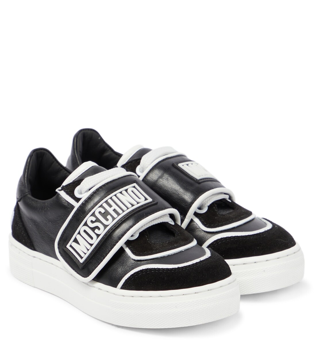 

Кожаные кроссовки с логотипом Moschino, черный