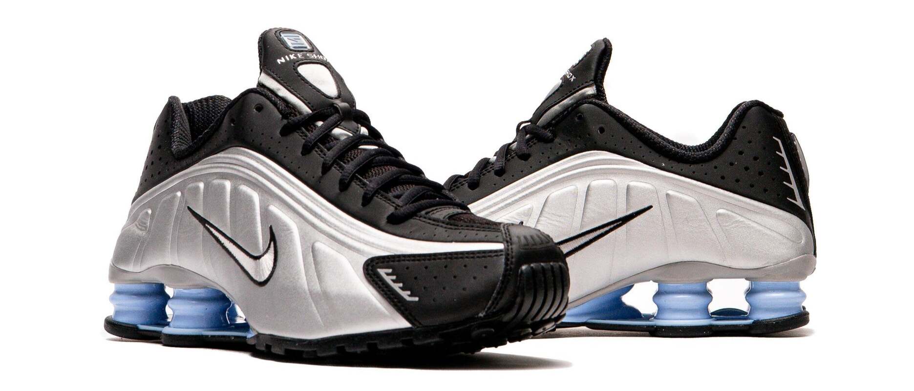 Кроссовки Nike Shox R4 Metallic Silver Black Psychic Blue — фото 3
