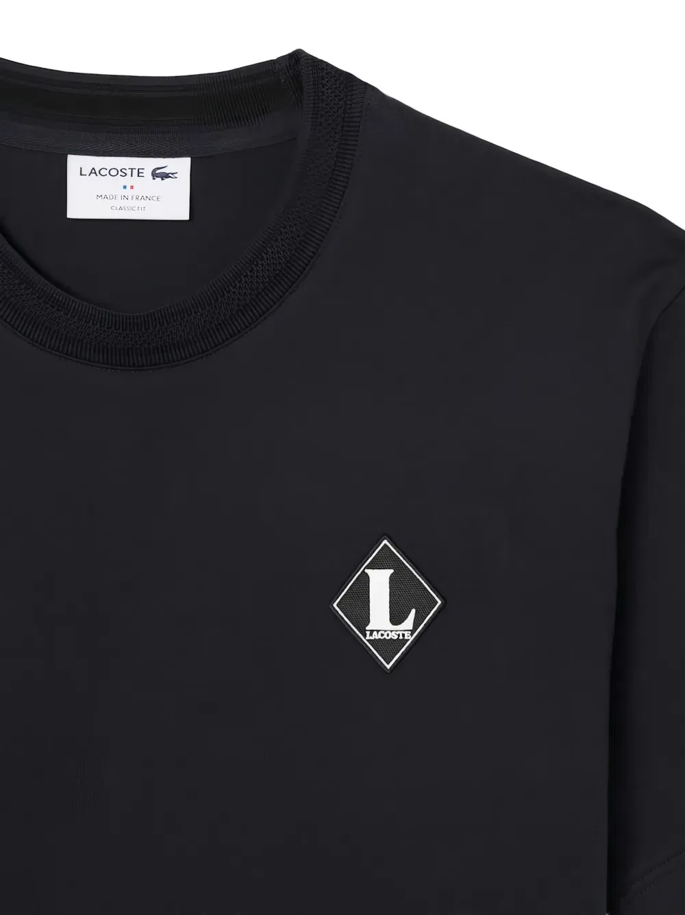 Футболка с круглым вырезом и логотипом Lacoste, черный — фото 3