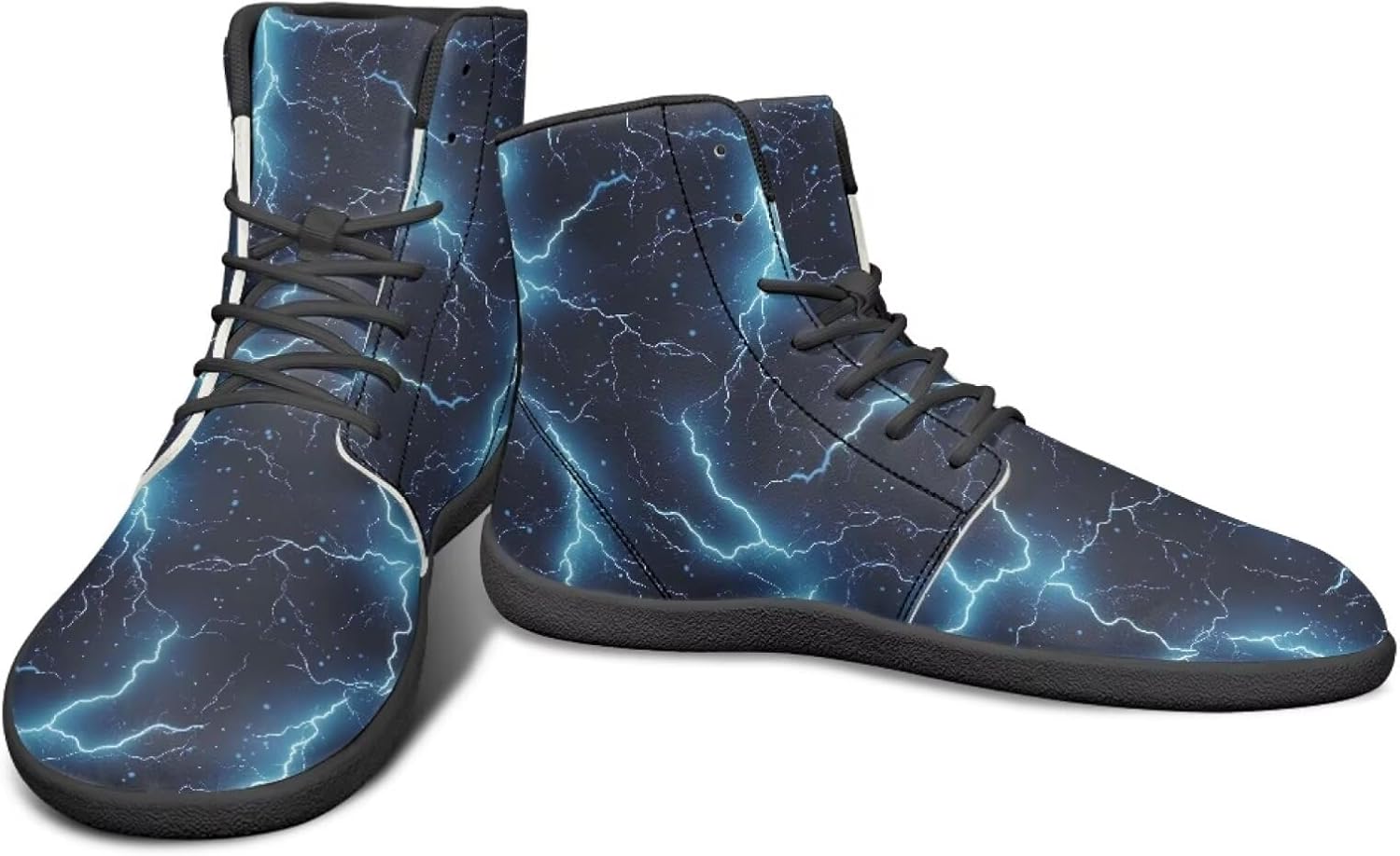 

Высокие кроссовки с узором молнии и огня, босоножки с нулевым перепадом, кожаные кроссовки для бега, заземляющие обувь для мужчин Watdotory, Lightning Pattern